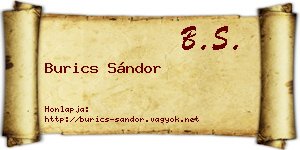 Burics Sándor névjegykártya